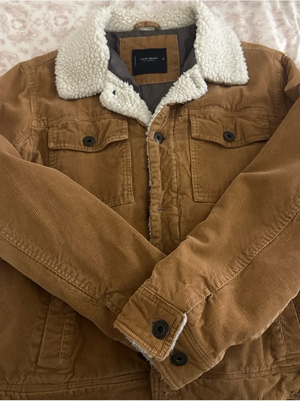 Lucky Brand Tan Corduroy Sherpa-Lined Field Jacket